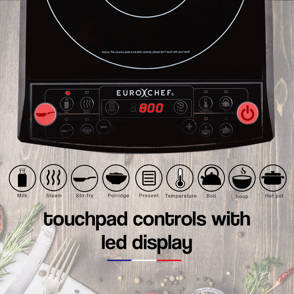 Portable Electric Induction Cooktop with 8 Settings, 2400W Power, 10AMP