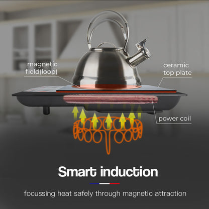 Portable Electric Induction Cooktop with 8 Settings, 2400W Power, 10AMP
