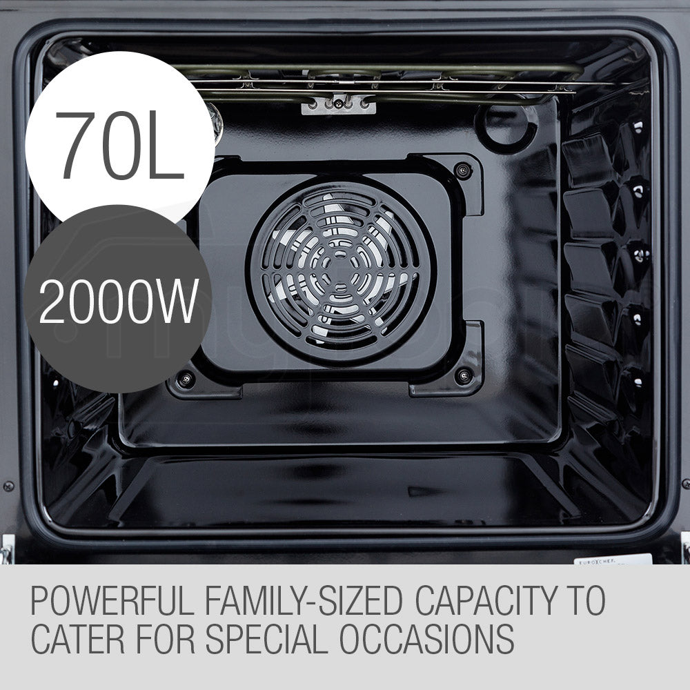 60cm Built-In Electric Wall Oven with 8 Functions and 70L Capacity