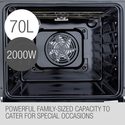 60cm Built-In Electric Wall Oven with 8 Functions and 70L Capacity