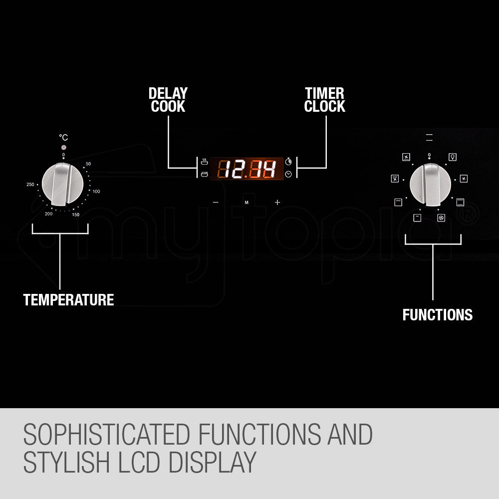 60cm Built-In Electric Wall Oven with 8 Functions and 70L Capacity