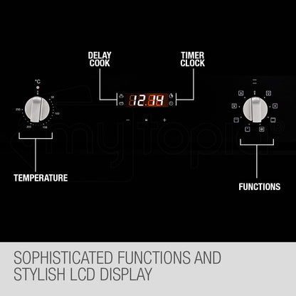 60cm Built-In Electric Wall Oven with 8 Functions and 70L Capacity
