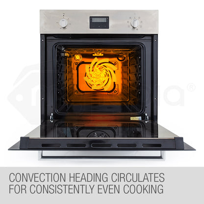60cm Built-In Electric Wall Oven with 8 Functions and 70L Capacity
