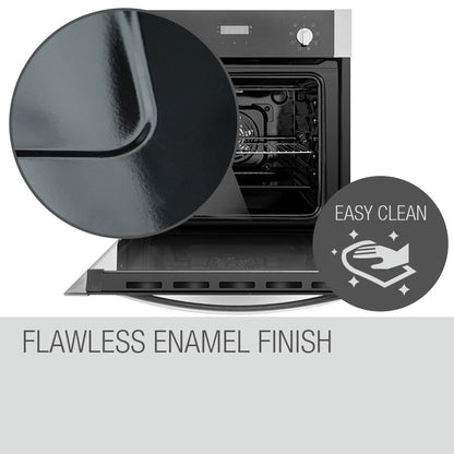 60cm Stainless Steel Built-in Electric Wall Oven with 70L Capacity and 8 Functions