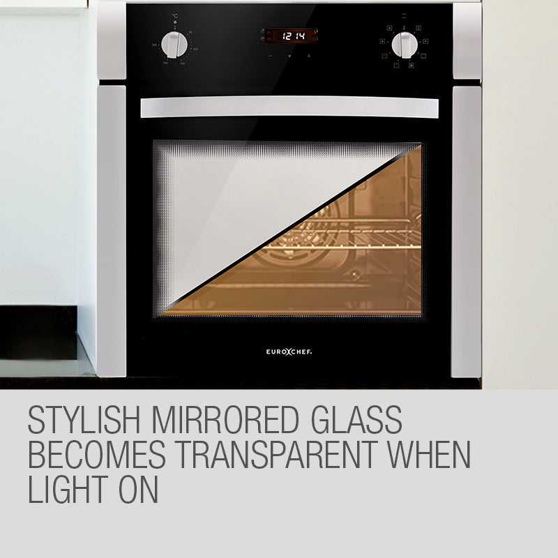 60cm Stainless Steel Built-in Electric Wall Oven with 70L Capacity and 8 Functions