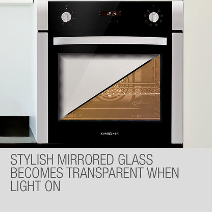 60cm Stainless Steel Built-in Electric Wall Oven with 70L Capacity and 8 Functions