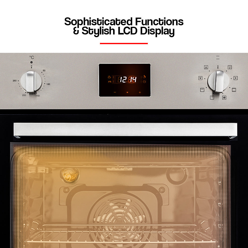 60cm Built-In Electric Oven with 8 Functions and 80L Capacity