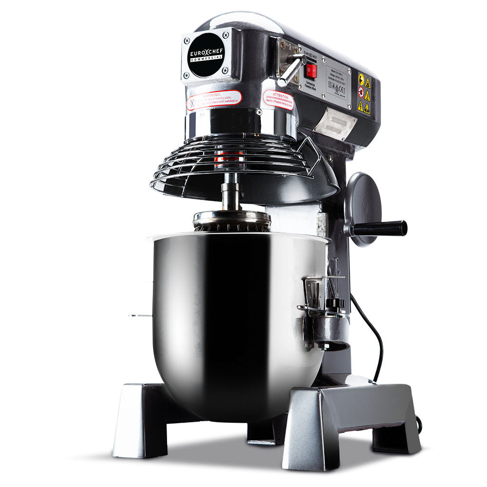 10L Commercial Planetary Mixer with 750W Motor and Stainless Steel Attachments