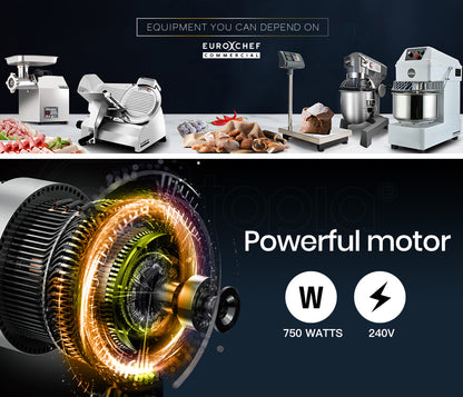 10L Commercial Planetary Mixer with 750W Motor and Stainless Steel Attachments