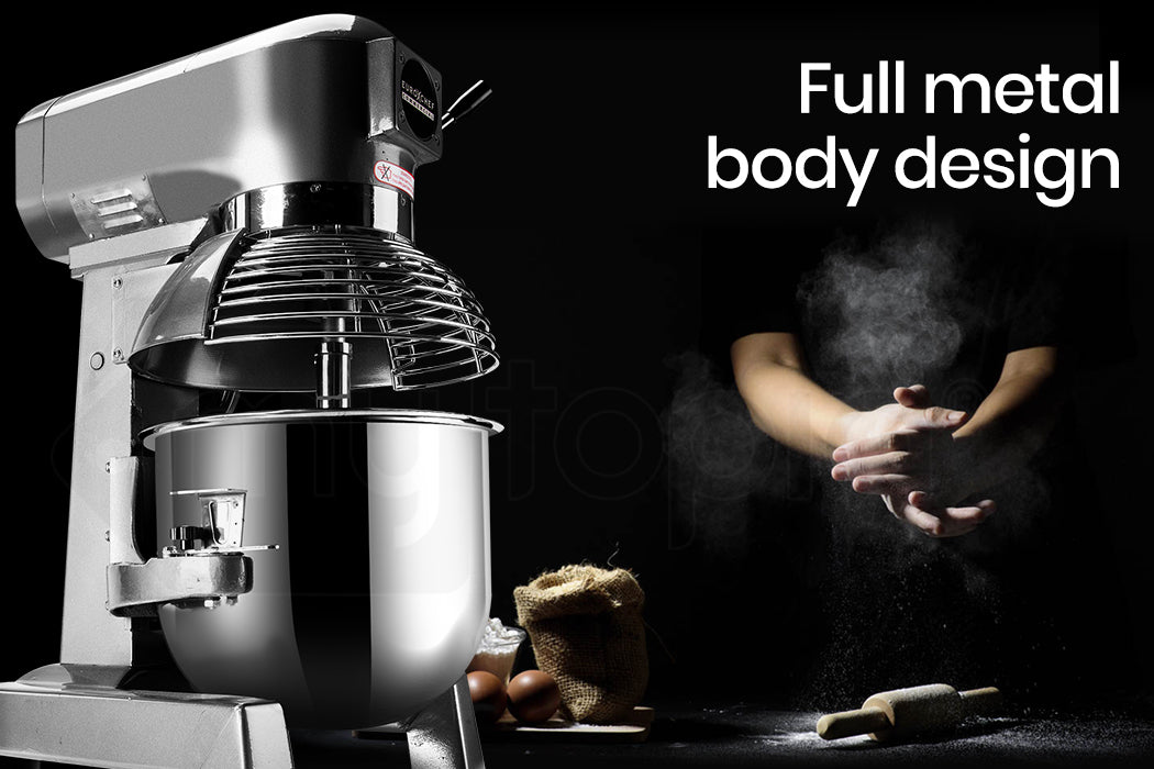 20L Commercial Planetary Mixer with 0.75kW Motor and Stainless Steel Bowl