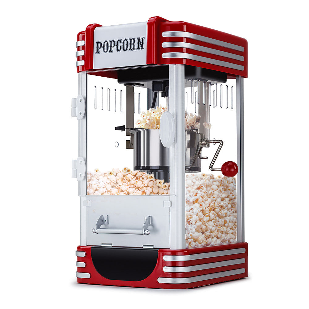 Retro Style Popcorn Maker with Stainless Steel Kettle - 310W, 240V, Easy Clean