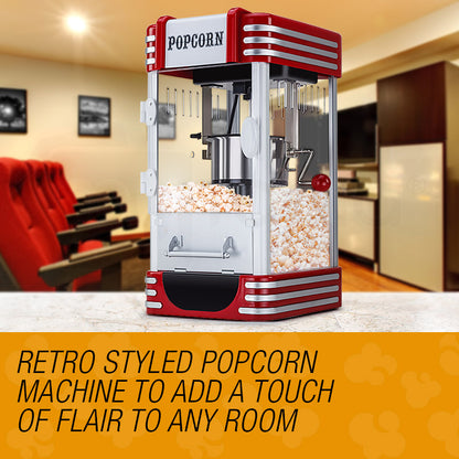 Retro Style Popcorn Maker with Stainless Steel Kettle - 310W, 240V, Easy Clean