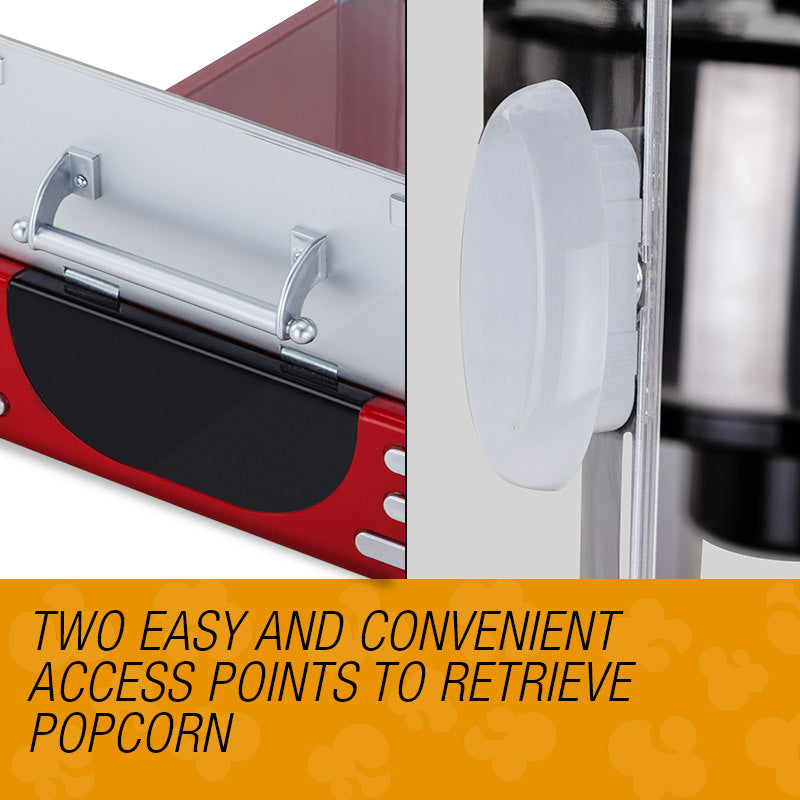 Retro Style Popcorn Maker with Stainless Steel Kettle - 310W, 240V, Easy Clean