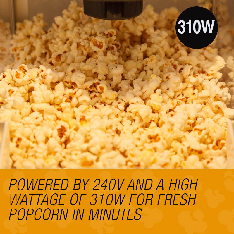 Retro Style Popcorn Maker with Stainless Steel Kettle - 310W, 240V, Easy Clean