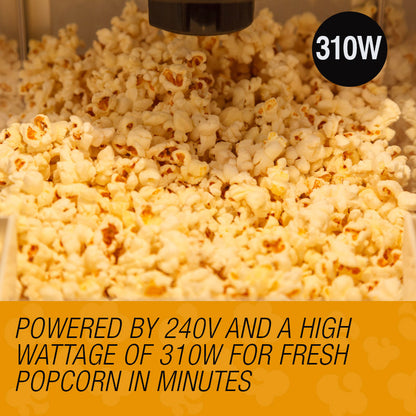 Retro Style Popcorn Maker with Stainless Steel Kettle - 310W, 240V, Easy Clean