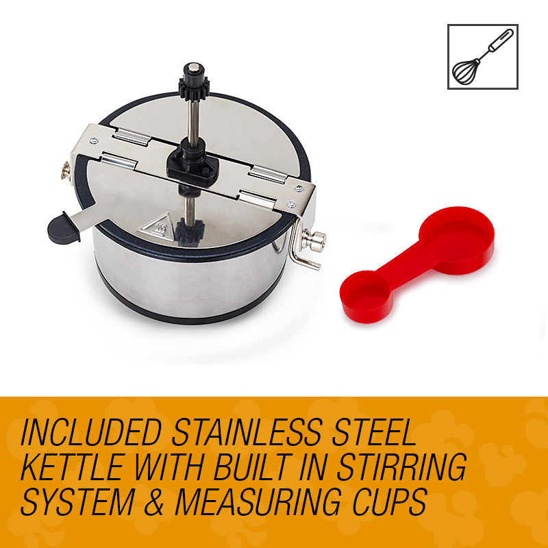 Retro Style Popcorn Maker with Stainless Steel Kettle - 310W, 240V, Easy Clean
