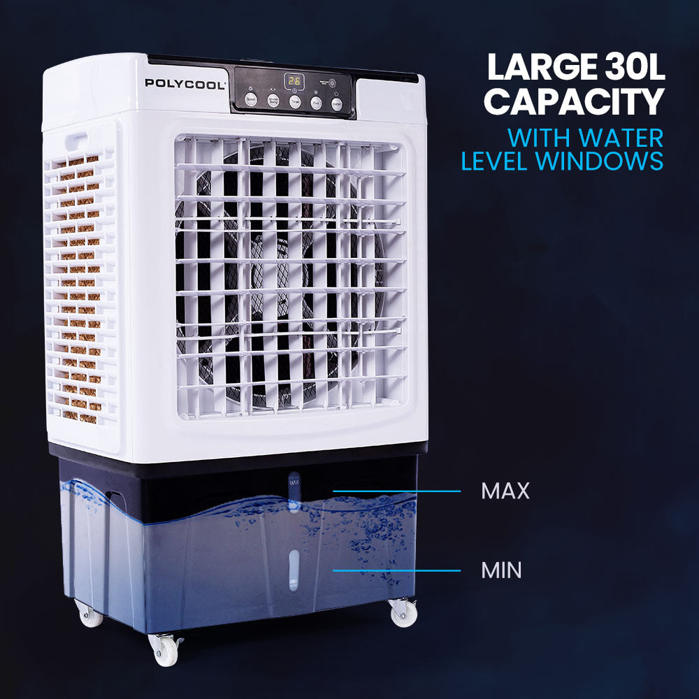30L Portable Evaporative Cooler with Air Purifier, Humidifier, and Remote Control