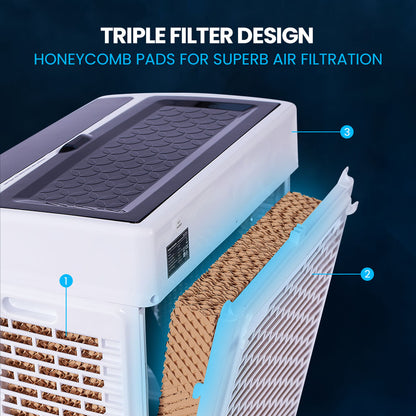 30L Portable Evaporative Cooler with Air Purifier, Humidifier, and Remote Control