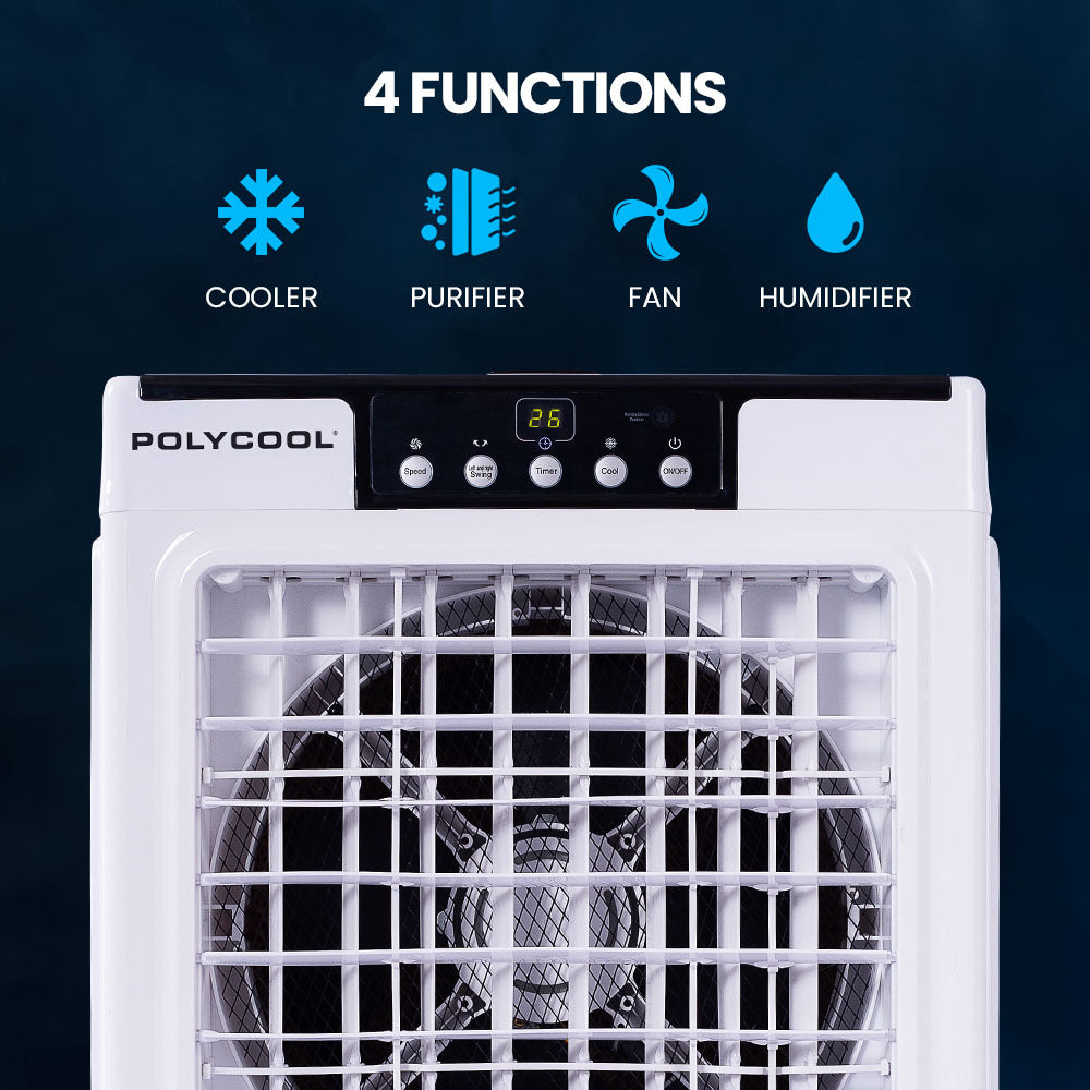 30L Portable Evaporative Cooler with Air Purifier, Humidifier, and Remote Control