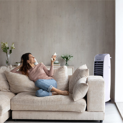 8L Portable Evaporative Air Cooler: 4-in-1 Fan, Purifier, Humidifier, Remote