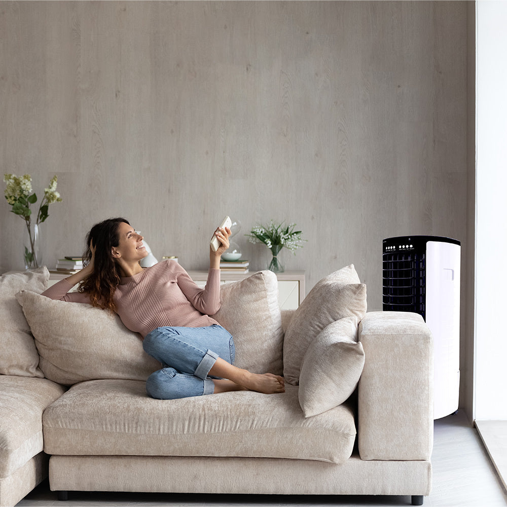 12L Portable Evaporative Cooler with Ioniser, Humidifier, and Remote Control