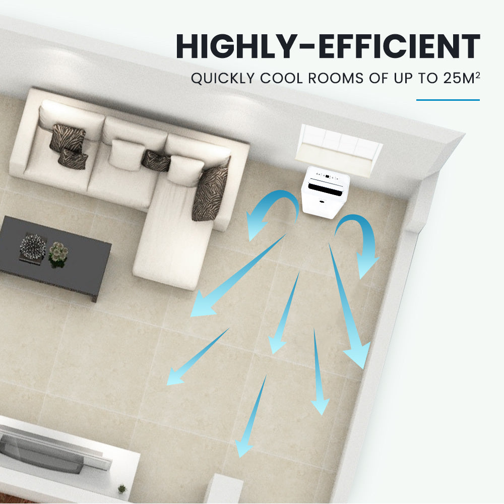 3.5kW Portable Air Conditioner with Dehumidifier & Fan for 25m² Rooms