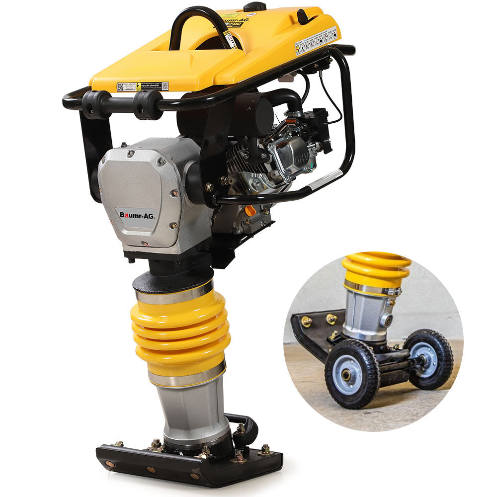77kg 0.28 x 0.35m Tamping Rammer, 10kN 6.5hp w/ Wheel Kit & Compactor
