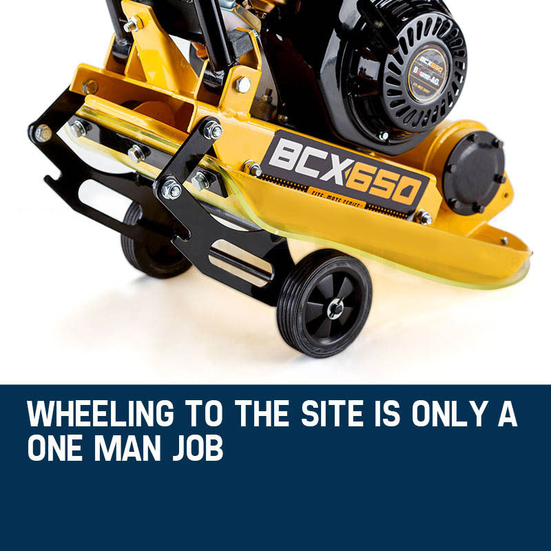 61kg 0.37x0.51m Plate Compactor with 6.5HP Engine and Foldable Wheels