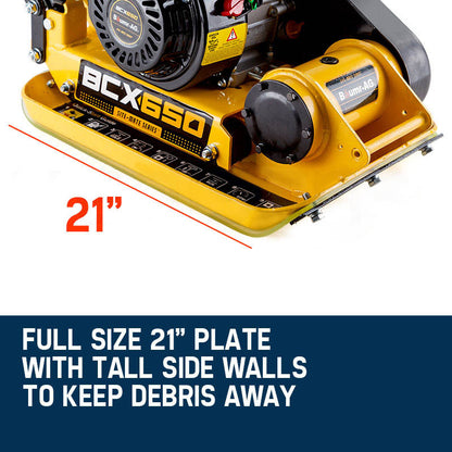 61kg 0.37x0.51m Plate Compactor with 6.5HP Engine and Foldable Wheels