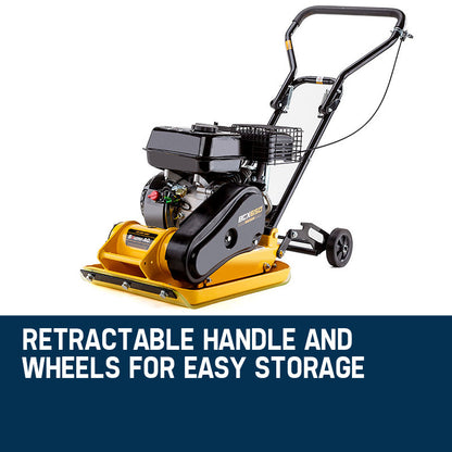 61kg 0.37x0.51m Plate Compactor with 6.5HP Engine and Foldable Wheels