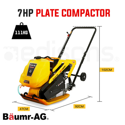 111kg 0.40x0.55m 7HP Plate Compactor with Sprinkler System and Wheels