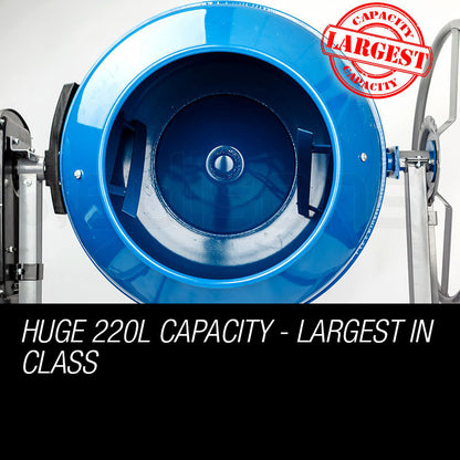 220L Portable Electric Cement Mixer with 0.8m³ Capacity and 800W Motor