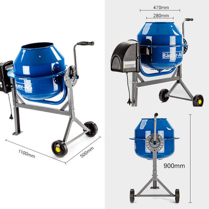 70L Portable Electric Cement Mixer with 0.6m³ Capacity and 220W Motor