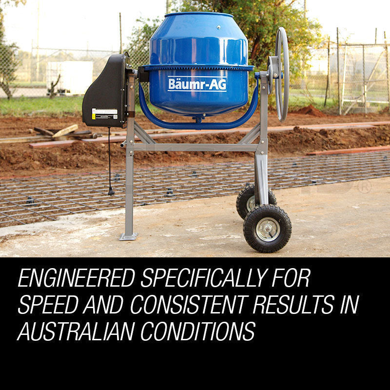 135L Portable Electric Cement Mixer with Dual Fast-Mix Blades and 0.8 kW Motor