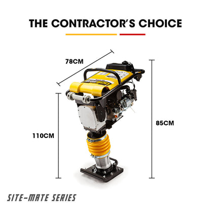 80kg Petrol Tamper Rammer Compactor - 0.3m Plate, 7HP Engine, Anti-Vibe System