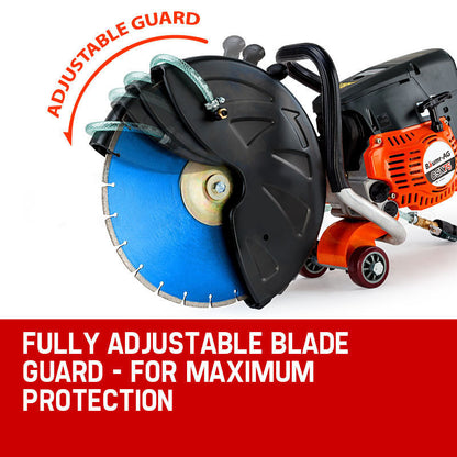 75cc Wet Cutting Concrete Saw with Anti-Vibration and Dual Roller Guide