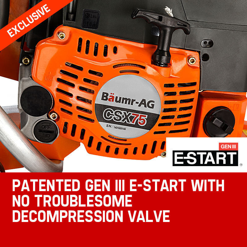 75cc Wet Cutting Concrete Saw with Anti-Vibration and Dual Roller Guide
