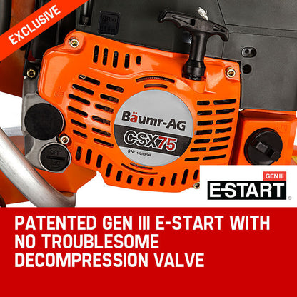 75cc Wet Cutting Concrete Saw with Anti-Vibration and Dual Roller Guide