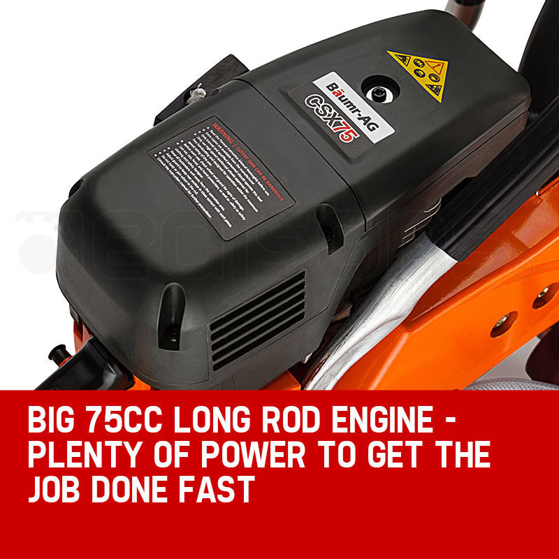 75cc Wet Cutting Concrete Saw with Anti-Vibration and Dual Roller Guide