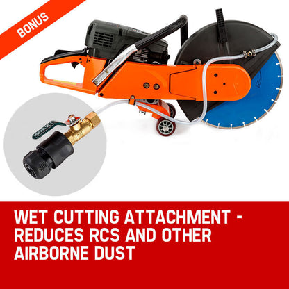 75cc Wet Cutting Concrete Saw with Anti-Vibration and Dual Roller Guide