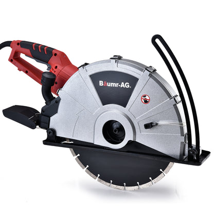 Electric 0.355m Concrete Saw with Diamond Blade, Wet/Dry Cutting, 14kg, 2400W