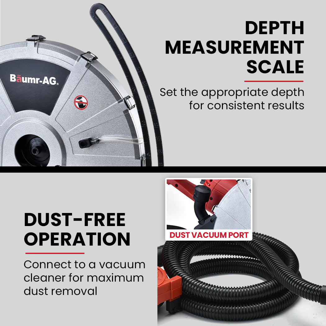 Electric 0.355m Concrete Saw with Diamond Blade, Wet/Dry Cutting, 14kg, 2400W