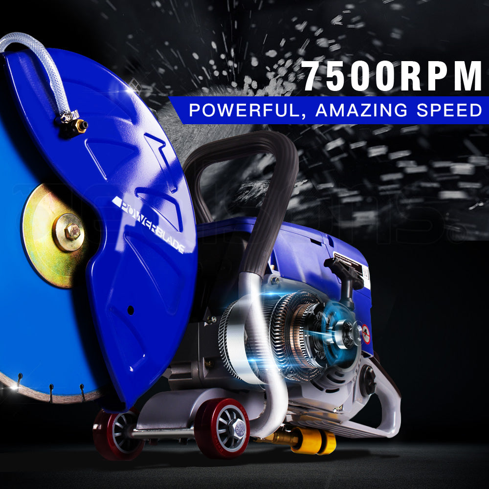 MX9500 Concrete Cut-Off Saw with 0.35m Blade & 75cc Engine, Wet Cutting System
