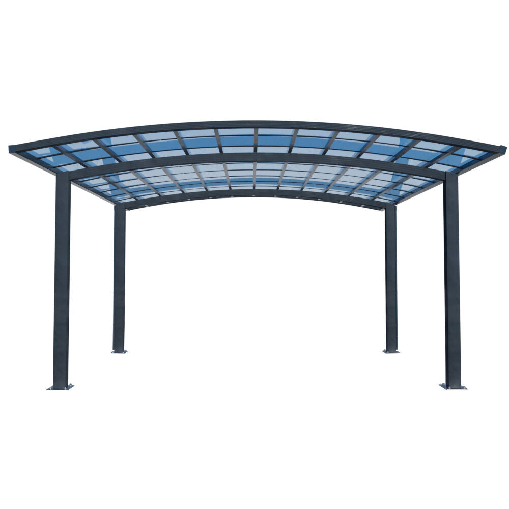 Arched Double Carport Shelter 6.0m x 5.5m x 3.4m with UV Protection Roof