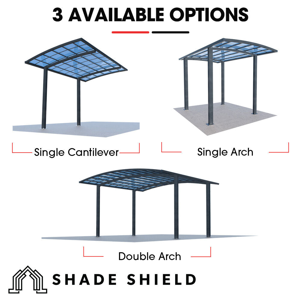 Arched Double Carport Shelter 6.0m x 5.5m x 3.4m with UV Protection Roof