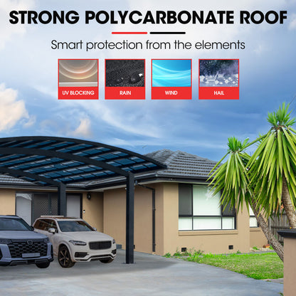 Arched Double Carport Shelter 6.0m x 5.5m x 3.4m with UV Protection Roof
