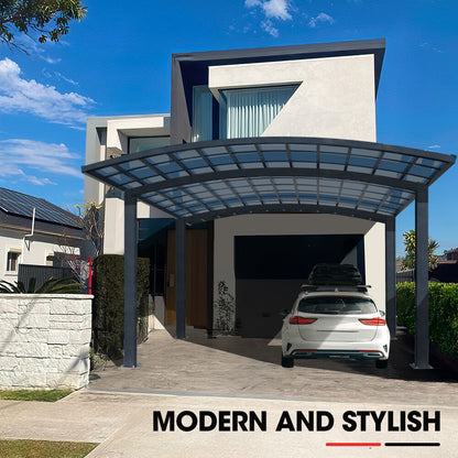 Arched Double Carport Shelter 6.0m x 5.5m x 3.4m with UV Protection Roof