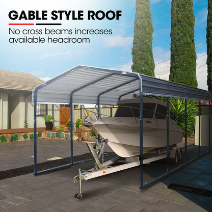 Heavy-Duty Carport Shed 3.3 x 6 x 2.9m with Galvanised Steel & Gable Roof