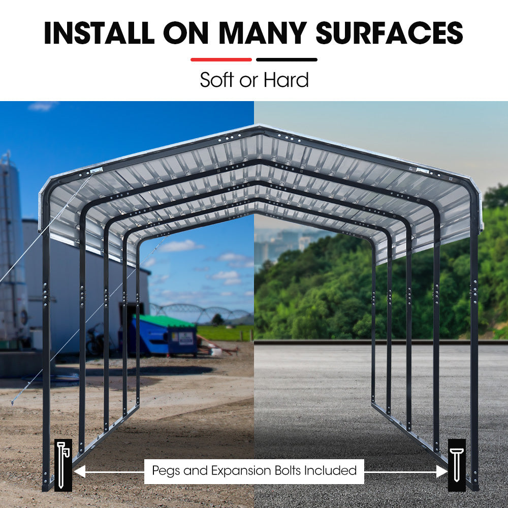 Heavy-Duty Carport Shed 3.3 x 6 x 2.9m with Galvanised Steel & Gable Roof