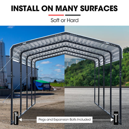 Heavy-Duty Carport Shed 3.3 x 6 x 2.9m with Galvanised Steel & Gable Roof